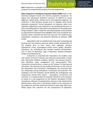 stake's congruence-contingency evaluation model|A Review of Scientific and Humanistic Approaches in .